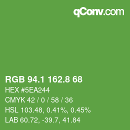 カラーコード: RGB 94.1 162.8 68 | qconv.com