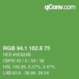 カラーコード: RGB 94.1 162.8 75 | qconv.com