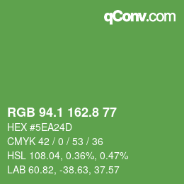カラーコード: RGB 94.1 162.8 77 | qconv.com
