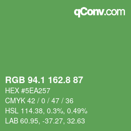カラーコード: RGB 94.1 162.8 87 | qconv.com