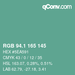 カラーコード: RGB 94.1 165 145 | qconv.com