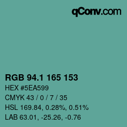 カラーコード: RGB 94.1 165 153 | qconv.com