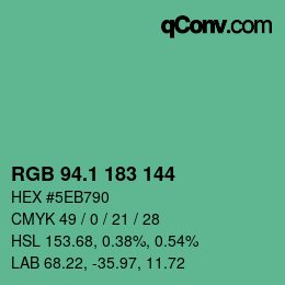 カラーコード: RGB 94.1 183 144 | qconv.com