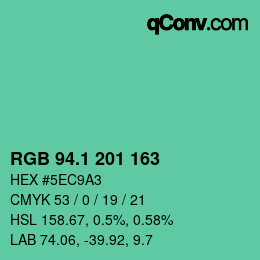 カラーコード: RGB 94.1 201 163 | qconv.com