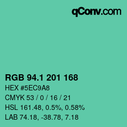 カラーコード: RGB 94.1 201 168 | qconv.com