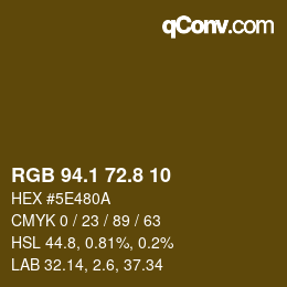 Color code: RGB 94.1 72.8 10 | qconv.com