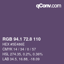 Color code: RGB 94.1 72.8 110 | qconv.com