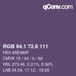 Color code: RGB 94.1 72.8 111 | qconv.com