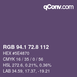 Color code: RGB 94.1 72.8 112 | qconv.com