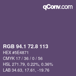 Código de color: RGB 94.1 72.8 113 | qconv.com