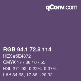 Farbcode: RGB 94.1 72.8 114 | qconv.com