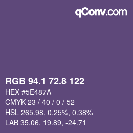 Color code: RGB 94.1 72.8 122 | qconv.com
