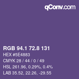 カラーコード: RGB 94.1 72.8 131 | qconv.com