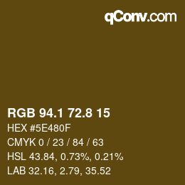 Color code: RGB 94.1 72.8 15 | qconv.com