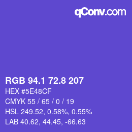 カラーコード: RGB 94.1 72.8 207 | qconv.com