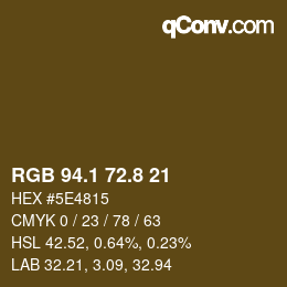 カラーコード: RGB 94.1 72.8 21 | qconv.com