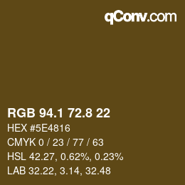 Color code: RGB 94.1 72.8 22 | qconv.com