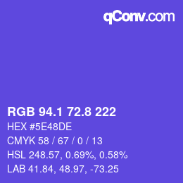 カラーコード: RGB 94.1 72.8 222 | qconv.com
