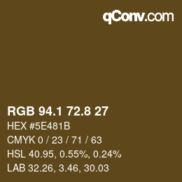 Color code: RGB 94.1 72.8 27 | qconv.com