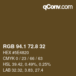 Color code: RGB 94.1 72.8 32 | qconv.com