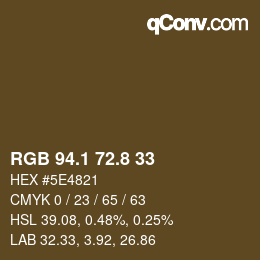 Color code: RGB 94.1 72.8 33 | qconv.com