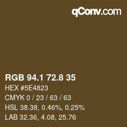 Color code: RGB 94.1 72.8 35 | qconv.com
