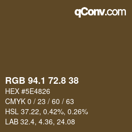 Color code: RGB 94.1 72.8 38 | qconv.com