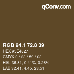 Color code: RGB 94.1 72.8 39 | qconv.com
