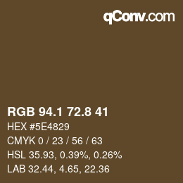 カラーコード: RGB 94.1 72.8 41 | qconv.com