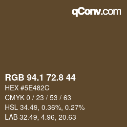 Color code: RGB 94.1 72.8 44 | qconv.com