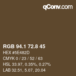 Color code: RGB 94.1 72.8 45 | qconv.com