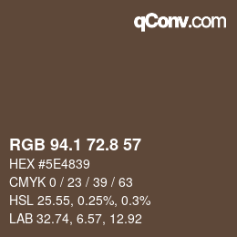 Color code: RGB 94.1 72.8 57 | qconv.com