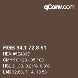 Color code: RGB 94.1 72.8 61 | qconv.com