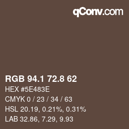 Farbcode: RGB 94.1 72.8 62 | qconv.com