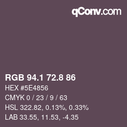 Color code: RGB 94.1 72.8 86 | qconv.com