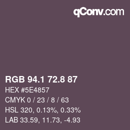 Color code: RGB 94.1 72.8 87 | qconv.com