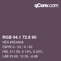 カラーコード: RGB 94.1 72.8 90 | qconv.com