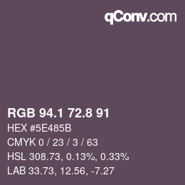 Farbcode: RGB 94.1 72.8 91 | qconv.com