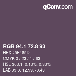 Color code: RGB 94.1 72.8 93 | qconv.com
