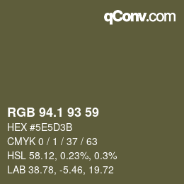 Color code: RGB 94.1 93 59 | qconv.com