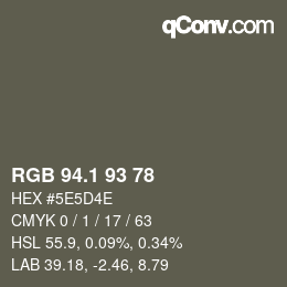 Color code: RGB 94.1 93 78 | qconv.com