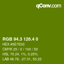 カラーコード: RGB 94.3 126.4 0 | qconv.com
