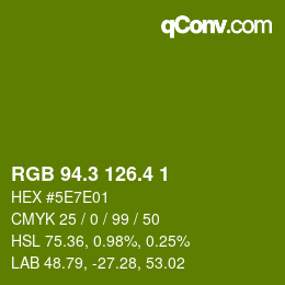 カラーコード: RGB 94.3 126.4 1 | qconv.com