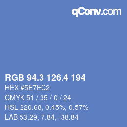 カラーコード: RGB 94.3 126.4 194 | qconv.com
