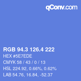 カラーコード: RGB 94.3 126.4 222 | qconv.com