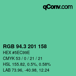 カラーコード: RGB 94.3 201 158 | qconv.com