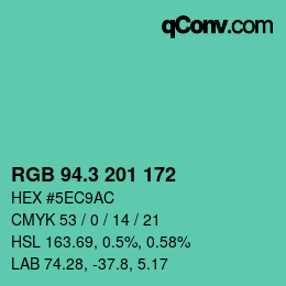 カラーコード: RGB 94.3 201 172 | qconv.com