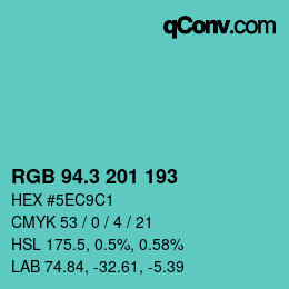 カラーコード: RGB 94.3 201 193 | qconv.com