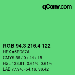 カラーコード: RGB 94.3 216.4 122 | qconv.com