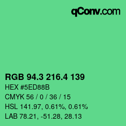 カラーコード: RGB 94.3 216.4 139 | qconv.com
